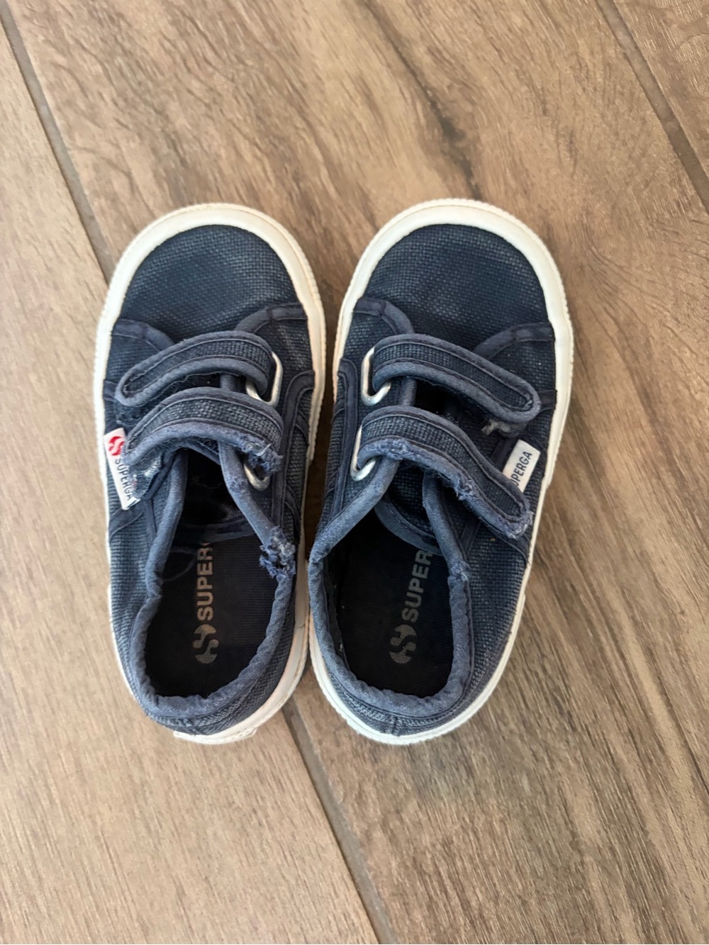 Superga Kids Navy Canvas Sneakers with Dual Velcro Straps